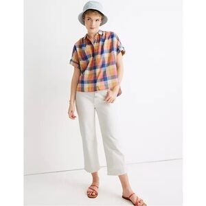 NWT Madewell Hilltop Shirt in Rainbow Check Multicolor Women's Style AK055